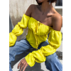 Žlutá halenka KITEN s řasenými rukávy