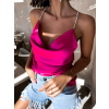 Růžový lesklý top PELLY se třpytivými ramínky