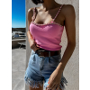 Růžový top CATILO se zlatým řetízkem
