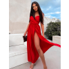 Červené elegantní šaty PATILLA s rozparkem