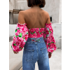 Růžový květovaný elegantní top LATERAL