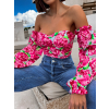 Růžový květovaný elegantní top LATERAL