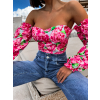Růžový květovaný elegantní top LATERAL