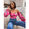 Růžový květovaný elegantní top LATERAL