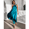 Tyrkysové lesklé elegantní šaty CORALLINE