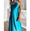 Tyrkysové lesklé elegantní šaty CORALLINE