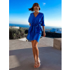 Královsky modré lehké šaty MULLBERY s výstřihem