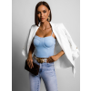 Světle modrý elegantní crop top TOPAZ