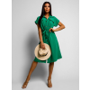 Zelené košilové šaty BARDOT se zavazováním