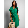 Zelené košilové šaty BARDOT se zavazováním