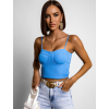 Tmavě modrý elegantní crop top TOPAZ