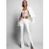 Bílé elegantní kalhoty TIEFRONT s rozparkem