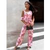 Růžový elegantní overal ROSALYN s květinovým vzorem