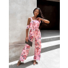 Růžový elegantní overal ROSALYN s květinovým vzorem