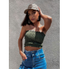 Khaki elegantní crop top KEET