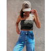 Khaki elegantní crop top KEET