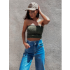 Khaki elegantní crop top KEET