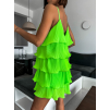Neonově zelené šaty STORK s volánky
