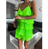 Neonově zelené šaty STORK s volánky