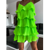 Neonově zelené šaty STORK s volánky