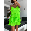 Neonově zelené šaty STORK s volánky