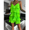 Neonově zelené šaty STORK s volánky