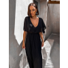 Černé elegantní šaty PARFOMELLE s výsřihem do V