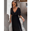 Černé elegantní šaty PARFOMELLE s výsřihem do V