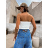 Bílý elegantní crop top KEET