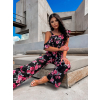 Černý elegantní overal ROSALYN s květinovým vzorem