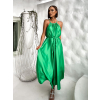 Zelené dlouhé lesklé elegantní šaty MADES se zavazováním