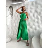 Zelené dlouhé lesklé elegantní šaty MADES se zavazováním
