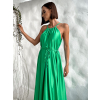 Zelené dlouhé lesklé elegantní šaty MADES se zavazováním