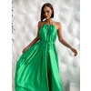 Zelené dlouhé lesklé elegantní šaty MADES se zavazováním