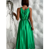 Zelené dlouhé lesklé elegantní šaty MADES se zavazováním
