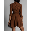 Hnědé elegantní šaty GROUND s dlouhým rukávem
