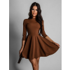 Hnědé elegantní šaty GROUND s dlouhým rukávem