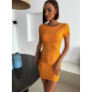 Oranžové žebrované šaty CROSY s odhalenými zády