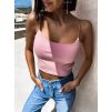 Starorůžový Jednoduchý žebrovaný crop top ARLOS