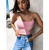 Starorůžový Jednoduchý žebrovaný crop top ARLOS