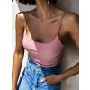 Starorůžový Jednoduchý žebrovaný crop top ARLOS