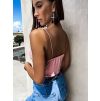 Starorůžový Jednoduchý žebrovaný crop top ARLOS