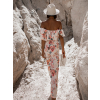Bílo lososový elegantní overal ROSALYN s květinovým vzorem