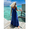 Královsky modré dlouhé šaty LEAFI s volánem