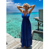 Královsky modré dlouhé šaty LEAFI s volánem
