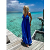 Královsky modré dlouhé šaty LEAFI s volánem