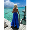 Královsky modré dlouhé šaty LEAFI s volánem