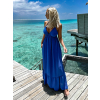 Královsky modré dlouhé šaty LEAFI s volánem