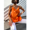 Oranžový elegantní top FANIAS s krajkou