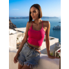Růžový elegantní crop top MABELL se zavazováním